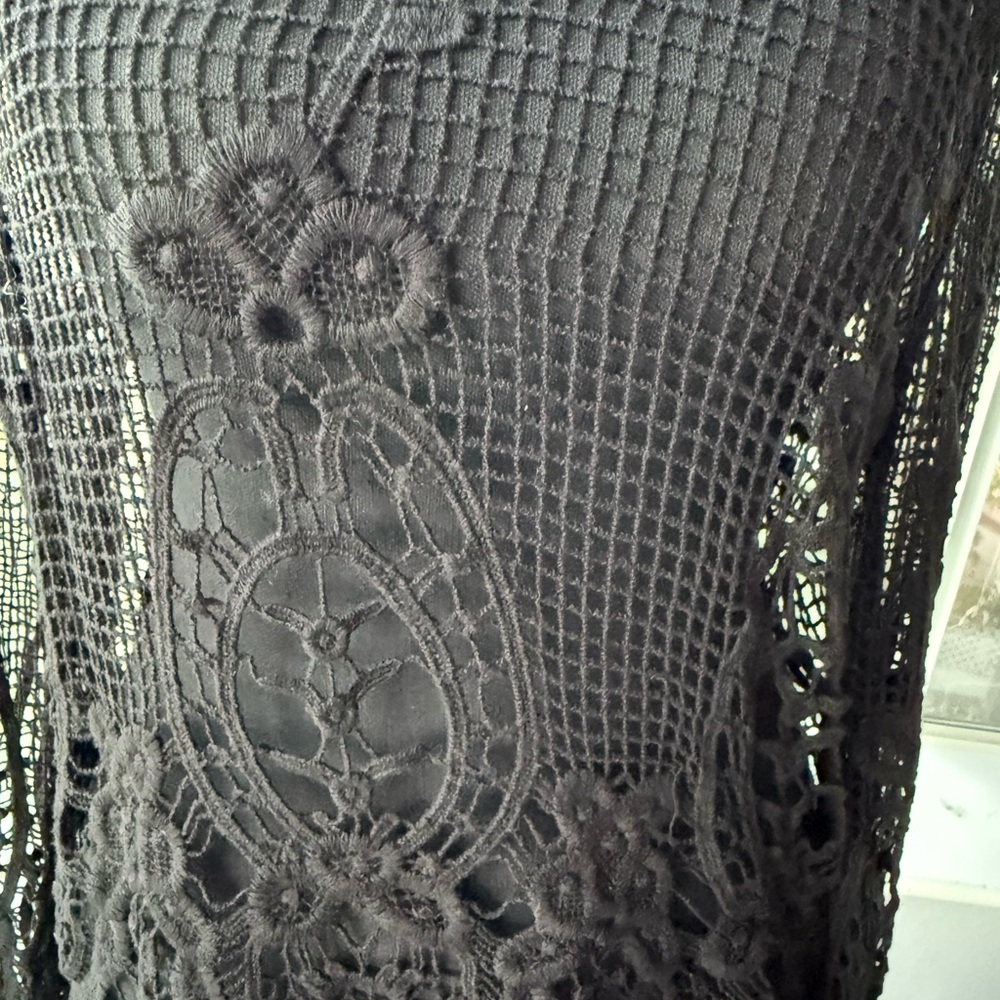 Black Crochet Sweater, Small - Picture 3 of 7